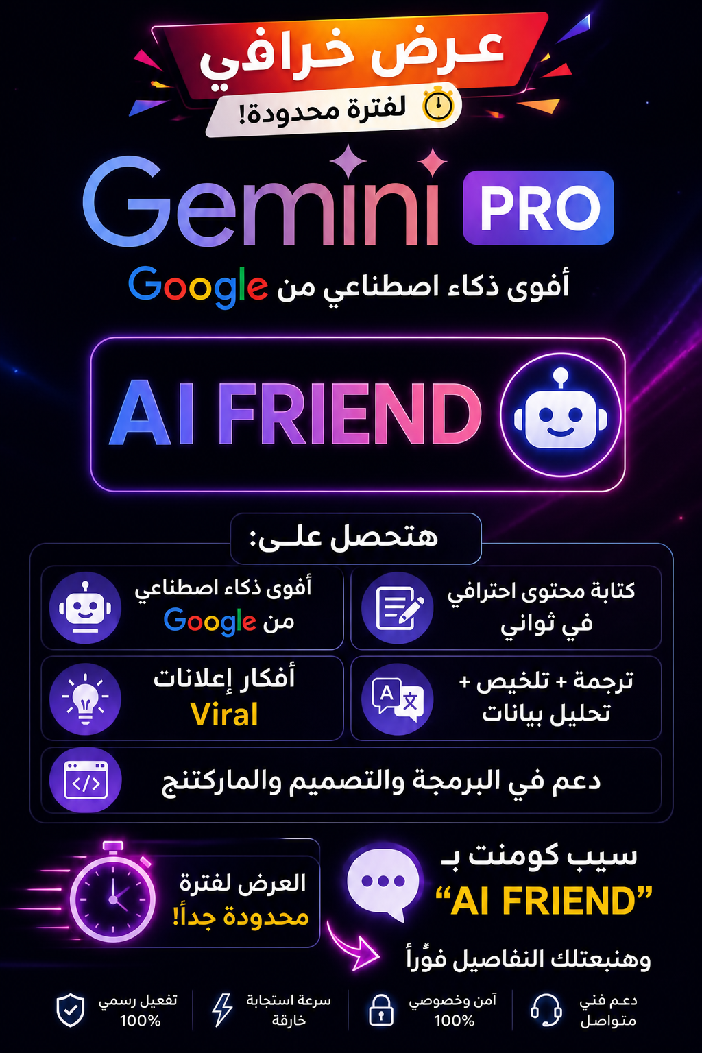 اشتراك جيميني برو – Gemini Pro للذكاء الاصطناعي من Google